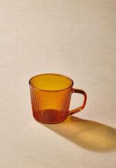 STRİPED AMBER BOROSİLİKAT CAM TEKLİ FİNCAN 140ML