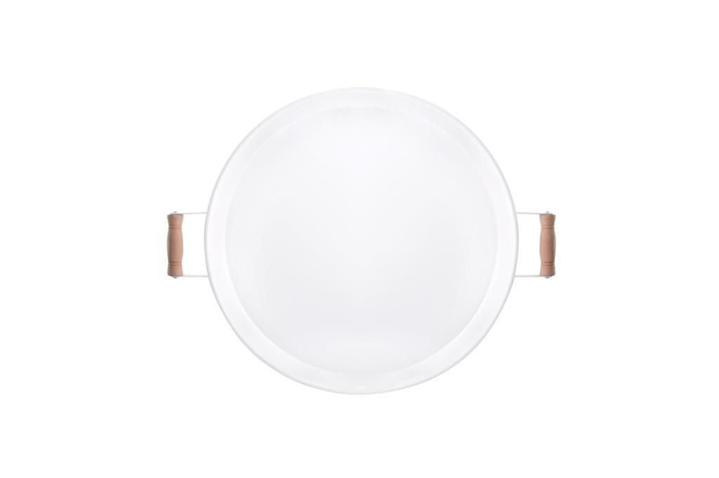 AHŞAP KULPLU BEYAZ TEPSİ 47CM