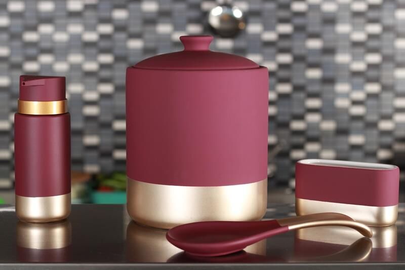 BORDO ALTIN 4'LÜ MUTFAK SETİ