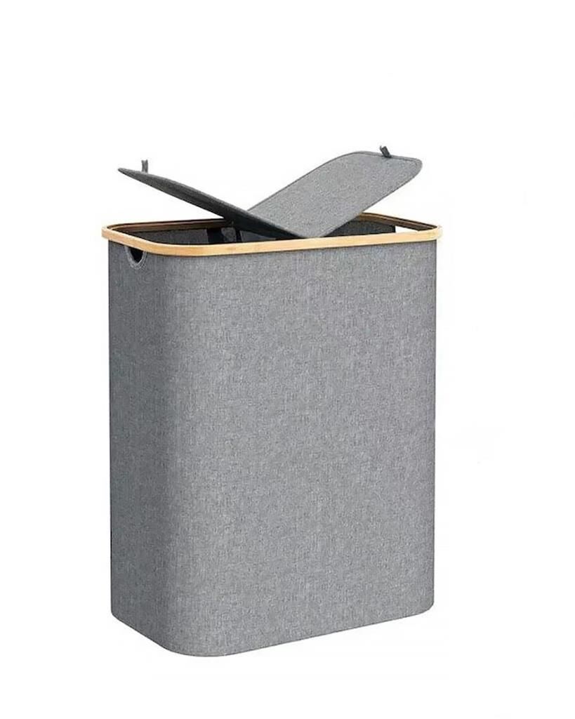 GRİ 2 BÖLMELİ KATLANIR ÇAMAŞIR SEPETİ 57X37X70CM