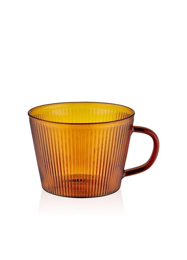STRİPED AMBER BOROSİLİKAT CAM TEKLİ KUPA 310ML