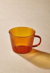 STRİPED AMBER BOROSİLİKAT CAM TEKLİ KUPA 310ML