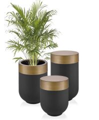 ALTIN-SİYAH GALVENİZ SAKSI 50CM