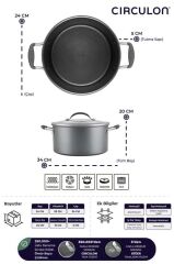 CİRCULON CAM KAPAKLI TENCERE 24X13,5CM