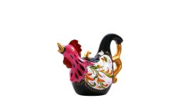 SİYAH FUŞYA HOROZ DESEN DEMLİK 800ML