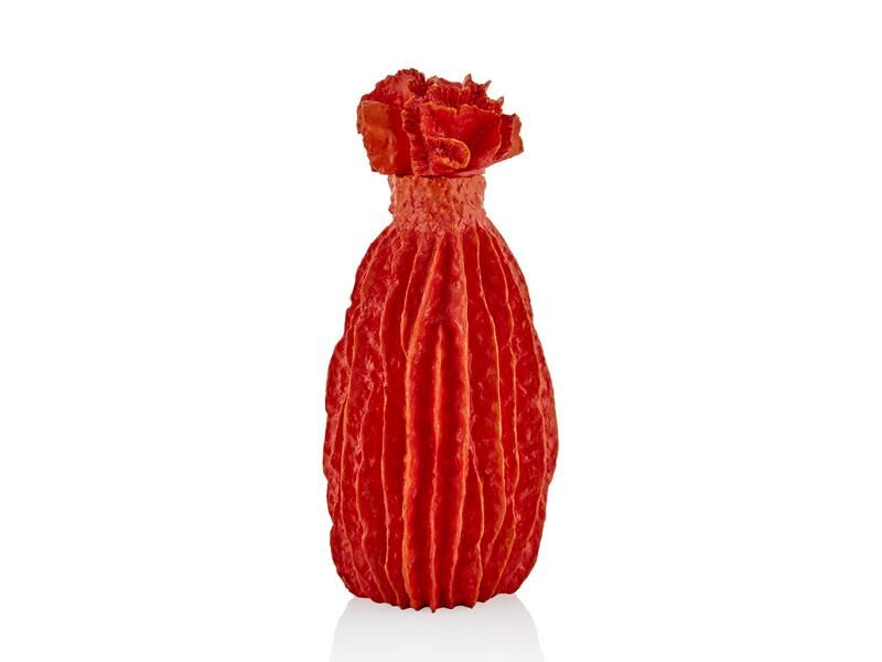 KIRMIZI KAPAKLI MERCAN VAZO/DEKOR 36CM