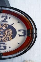 SİYAH OVAL ÇARKLI DUVAR SAATİ 65CM