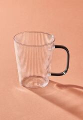 STRİPED BOROSİLİKAT CAM TEKLİ KUPA 400ML