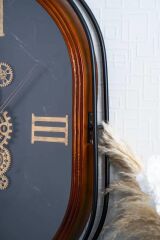 SİYAH OVAL ÇARKLI DUVAR SAATİ 56CM