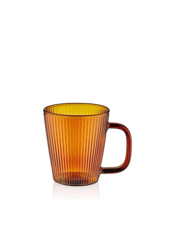 STRİPED AMBER BOROSİLİKAT CAM TEKLİ FİNCAN 130ML