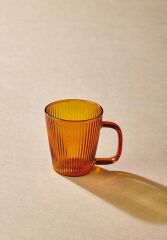 STRİPED AMBER BOROSİLİKAT CAM TEKLİ FİNCAN 130ML