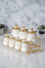 BEYAZ ALTIN 8 PARÇA STANDLI BAHARAT SETİ