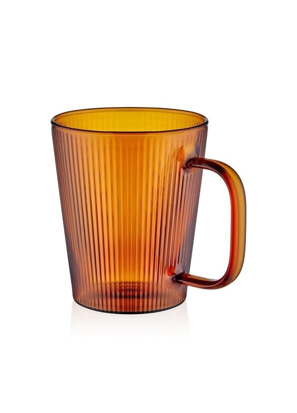 STRİPED AMBER BOROSİLİKAT CAM TEKLİ KUPA 400ML