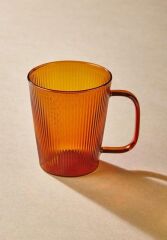 STRİPED AMBER BOROSİLİKAT CAM TEKLİ KUPA 400ML
