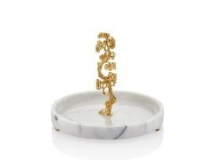 EVZA MERMER BEYAZ ALTIN KİRAZ AĞACI SUNUM TABAK 26CM