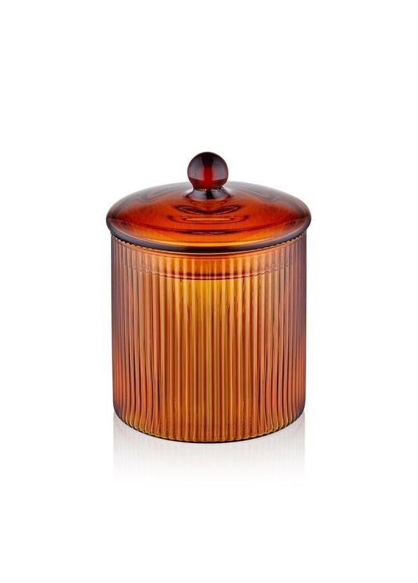 STRİPED AMBER BOROSİLİKAT CAM ŞEKERLİK 9X9X11CM