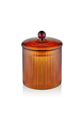 STRİPED AMBER BOROSİLİKAT CAM ŞEKERLİK 9X9X11CM