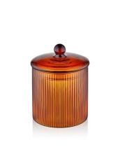 STRİPED AMBER BOROSİLİKAT CAM ŞEKERLİK 9X9X11CM
