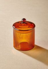 STRİPED AMBER BOROSİLİKAT CAM ŞEKERLİK 9X9X11CM