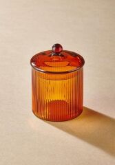 STRİPED AMBER BOROSİLİKAT CAM ŞEKERLİK 9X9X11CM