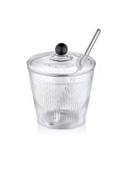 STRİPED BOROSİLİKAT CAM KAŞIKLI ŞEKERLİK 10X12CM
