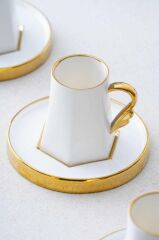 BEYAZ ALTIN TEK KİŞİLİK TÜRK KAHVESİ FİNCANI