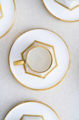 BEYAZ ALTIN TEK KİŞİLİK TÜRK KAHVESİ FİNCANI