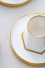 BEYAZ ALTIN TEK KİŞİLİK TÜRK KAHVESİ FİNCANI