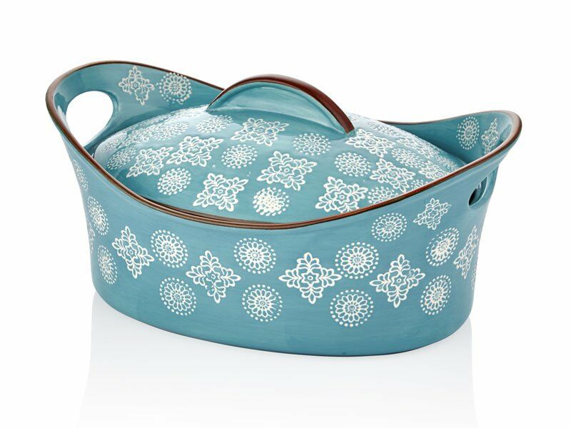 TURKUAZ KAPAKLI OVAL TENCERE 31CM