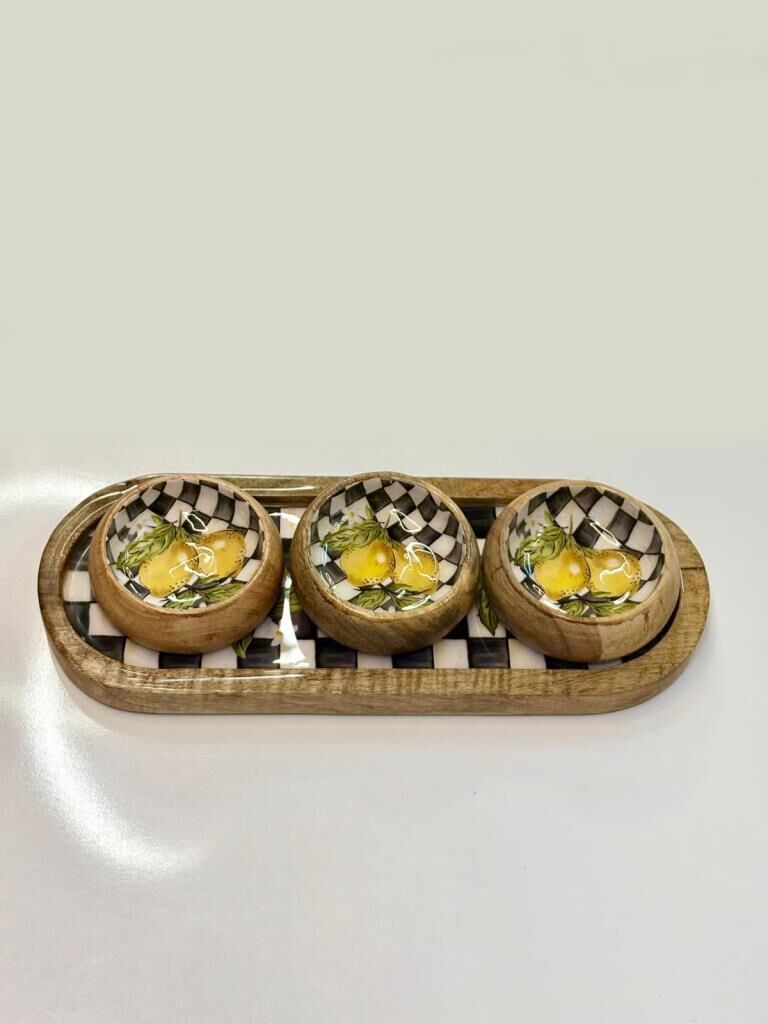 LEMON 4 PARÇA TEPSİLİ SUNUMLUK/ÇEREZLİK