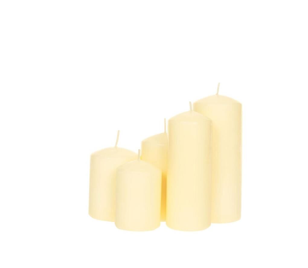 KREM 5'Lİ KÜTÜK MUM SETİ 6x7-9-11-13-15 CM