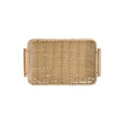 SENTETİK HASIR DİKDÖRTGEN AHŞAP KULPLU TEPSİ 25X35CM
