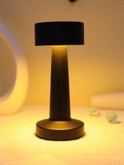 SİYAH DOKUNMATİK LEDLİ ŞARJLI MASA LAMBASI/ABAJUR 21CM