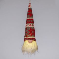 KIRMIZI GRİ NOEL IŞIKLI CÜCE DEKOR 19CM