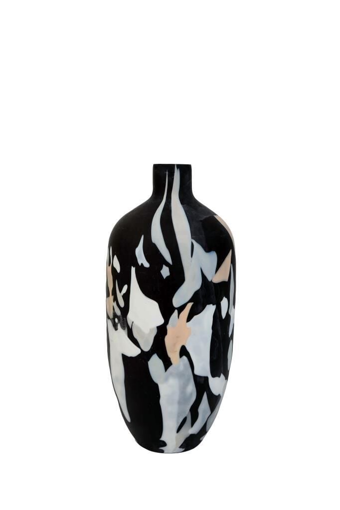 MAT SİYAH CAM VAZO 16X38CM