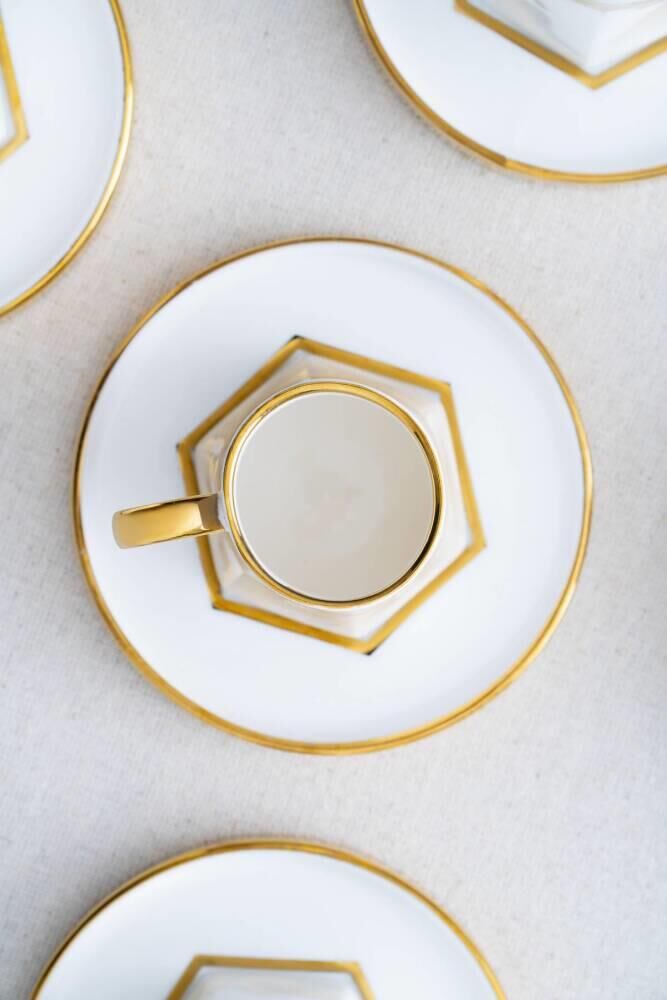 BEYAZ ALTIN 6 KİŞİLİK TÜRK KAHVESİ FİNCANI