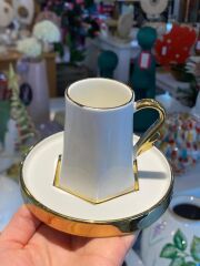 BEYAZ ALTIN 6 KİŞİLİK TÜRK KAHVESİ FİNCANI