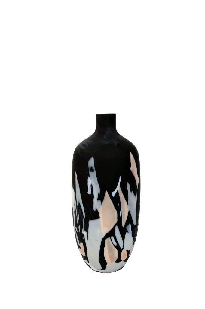 MAT SİYAH CAM VAZO 18X45CM