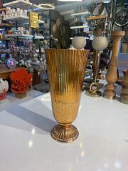 BAKIR METAL ÇİZGİLİ VAZO 16X36CM