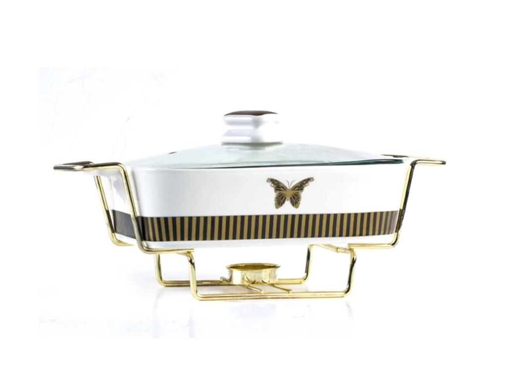 PORSELEN STANDLI KELEBEK DESENLİ FIRIN KABI