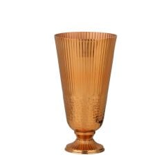 BAKIR METAL ÇİZGİLİ VAZO 21X39CM