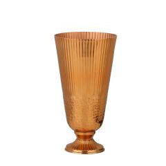 BAKIR METAL ÇİZGİLİ VAZO 21X39CM