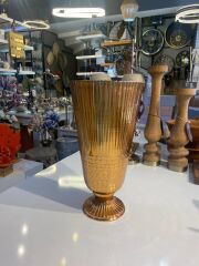 BAKIR METAL ÇİZGİLİ VAZO 21X39CM