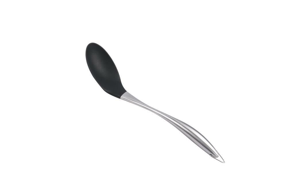 SİYAH METAL SİLİKON YASSI KAŞIK 32CM