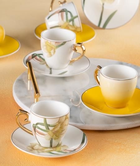 MAGNOLIA SARI 6 KİŞİLİK TÜRK KAHVESİ FİNCANI