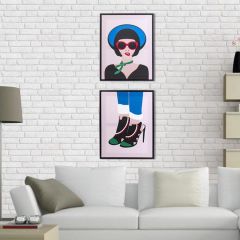 ŞAPKALI KADIN 2'Lİ TABLO 45X60