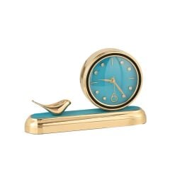 ALTIN MAVİ KUŞLU MASA SAATİ 33X20CM