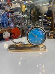 ALTIN MAVİ KUŞLU MASA SAATİ 33X20CM