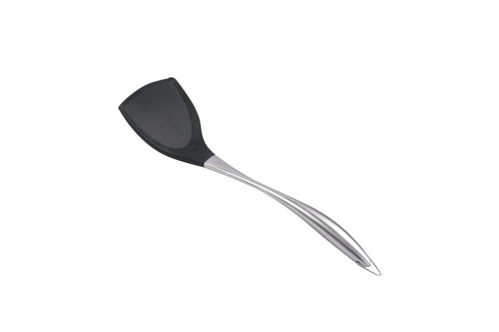 SİYAH METAL SİLİKON SPATULA 35CM