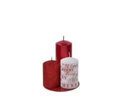 3'LÜ SİMLİ PARLAK NOEL MUM SETİ 6x 8-12-15 CM